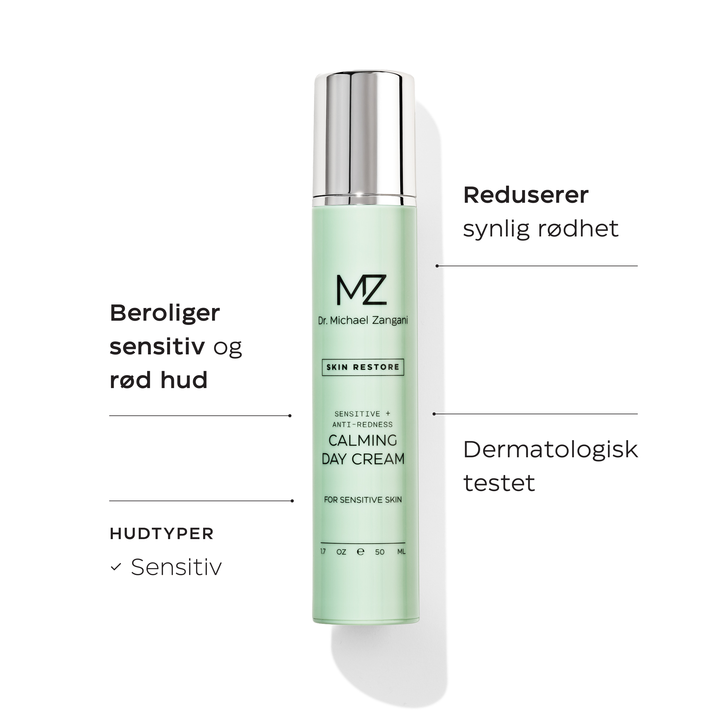 Dr. Michael Zangani Sensitive + Anti-Redness Calming Day Cream reduserer synlig rødhet