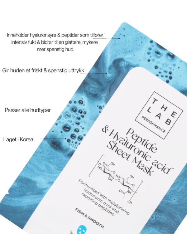 The Lab Performance Peptides & Hyaluronic Acid Sheet Mask – bilde 3